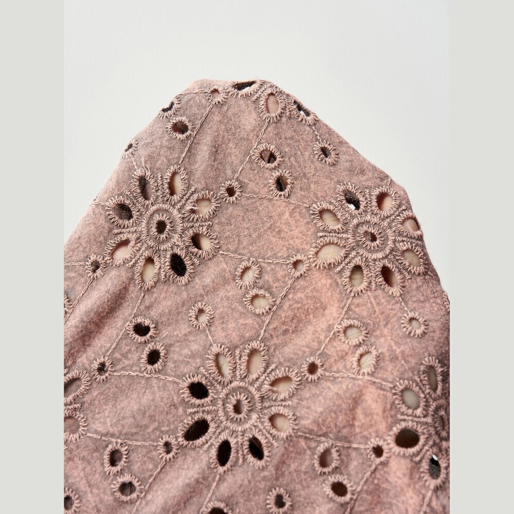 Mauve Crochet Floral Applique Eyelet Lace Sleeve Oversized Sweatshirt - Picture 8 of 8